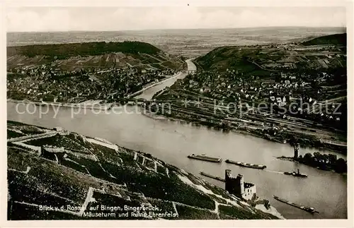 AK / Ansichtskarte 73810734 Bingen_Rhein Blick von der Rossel auf Bingerbrueck Maeuseturm und Ruine Ehrenfels Bingen Rhein