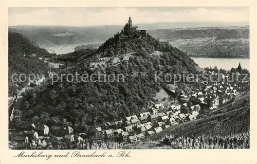 AK / Ansichtskarte  Braubach_Rhein Die Marksburg Panorama Braubach Rhein