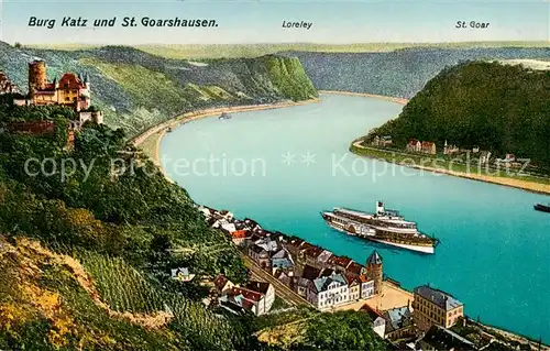 AK / Ansichtskarte St_Goarshausen_Rhein mit Burg Katz 