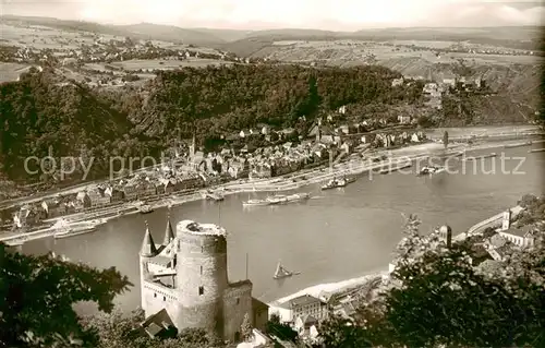 AK / Ansichtskarte  St_Goar_Rhein Burg Katz mit Burg Rheinfels mit Blick auf St Goar 