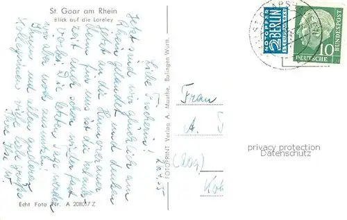 AK / Ansichtskarte  St_Goar_Rhein Blick auf die Loreley 