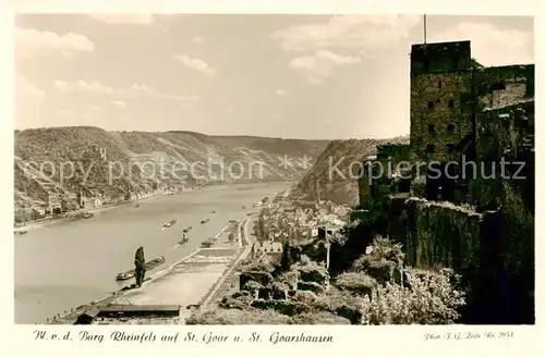 AK / Ansichtskarte 73810767 St_Goar_Rhein mit Burg Rheinfels und St Goarshausen 