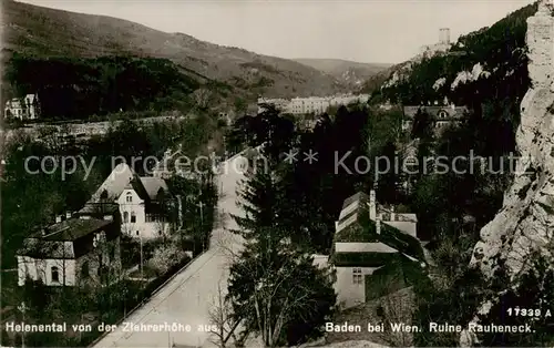 AK / Ansichtskarte  Baden__Wien_AT Helenental von der Ziehrerhoehe mit Ruine Rauheneck 