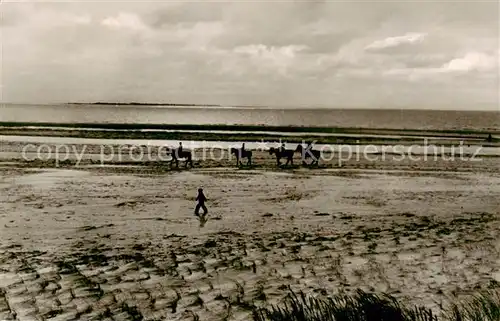 AK / Ansichtskarte 73810852 Norderney_Nordseebad Abendlicher Ritt am Strand Norderney_Nordseebad