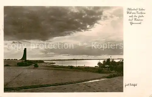 AK / Ansichtskarte 73810880 Laboe Blick vom Neustein auf die Foerde und Marine Ehrenmal Laboe