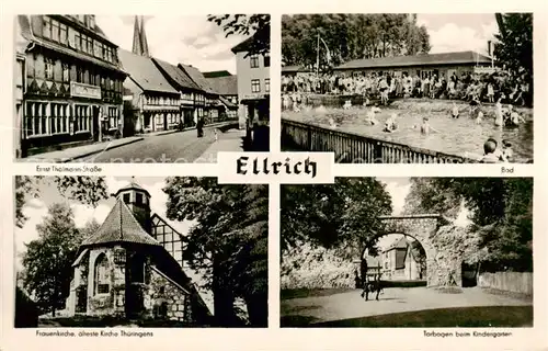 AK / Ansichtskarte 73810890 Ellrich Ernst Thaelmann Strasse Freibad Frauenkirche aelteste Kirche Thueringens Torbogen beim Kindergarten Ellrich