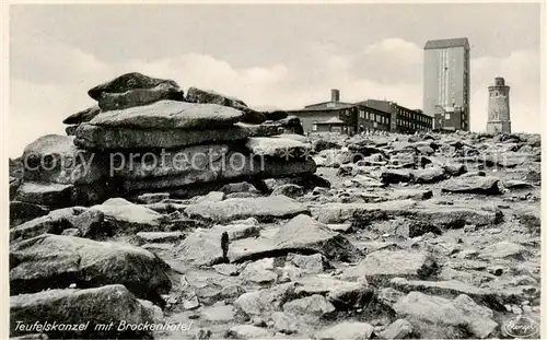 AK / Ansichtskarte  Wernigerode_Harz Teufelskanzel mit Brockenhotel Wernigerode Harz