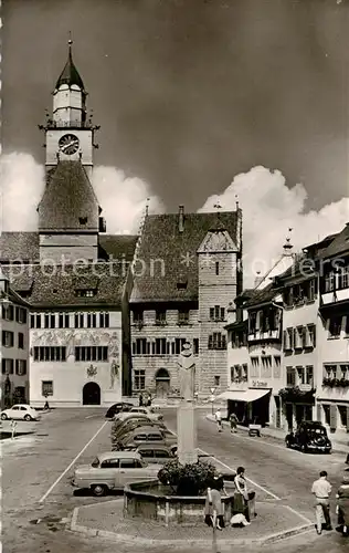 AK / Ansichtskarte  ueberlingen_Bodensee St. Nikolaus Muenster Rathaus Pfennigturm Brunnen ueberlingen Bodensee