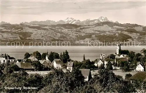 AK / Ansichtskarte 73810938 Wasserburg_Bodensee Panorama Blick zu den Alpen Wasserburg Bodensee