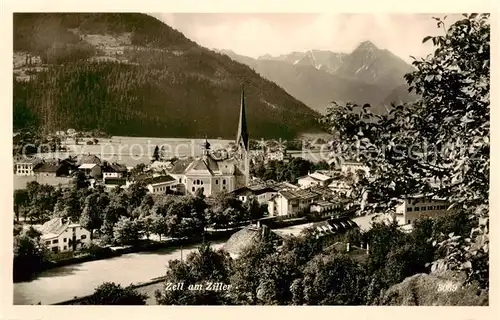 AK / Ansichtskarte 73810942 Zell_Ziller_Tirol_AT Ortsansicht mit Kirche Alpen 