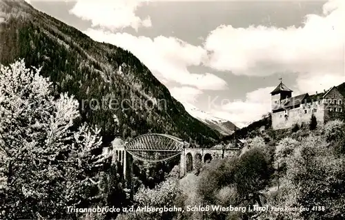 AK / Ansichtskarte 73810961 Tobadill_Tirol_AT Trisannabruecke an der Arlbergbahn Schloss Wiesberg 