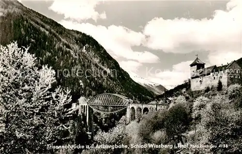 AK / Ansichtskarte  Tobadill_Tirol_AT Trisannabruecke an der Arlbergbahn Schloss Wiesberg 