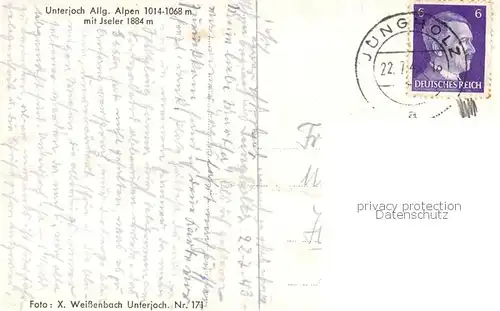 AK / Ansichtskarte  Unterjoch_Bad_Hindelang Landschaftspanorama Blick gegen Iseler Allgaeuer Alpen 