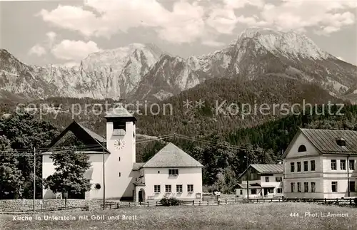 AK / Ansichtskarte  Unterstein__Schoenau_Berchtesgaden Dorfkirche Blick gegen Goell und Brett Berchtesgadener Alpen 