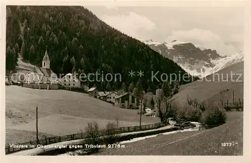 AK / Ansichtskarte 73810973 Vinaders_Brenner_Tannheim_Tirol_AT Ortsansicht mit Kirche Obernbergtal gegen Tribulaun Stubaier Alpen 