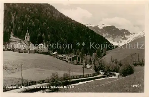 AK / Ansichtskarte  Vinaders_Brenner_Tannheim_Tirol_AT Ortsansicht mit Kirche Obernbergtal gegen Tribulaun Stubaier Alpen 