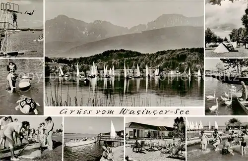 AK / Ansichtskarte  Waging_See Wasserkurort am Waginger See Wassersport Camping Badespass Waging_See