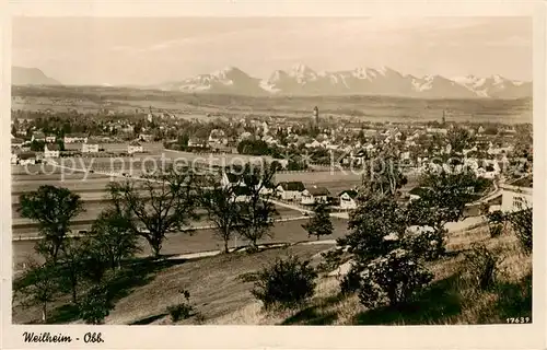 AK / Ansichtskarte  Weilheim_Oberbayern Panorama Alpenblick Weilheim Oberbayern