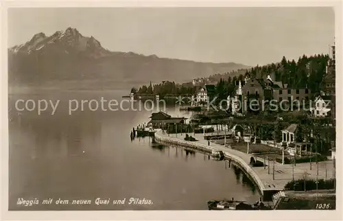 AK / Ansichtskarte Weggis_Vierwaldstaettersee mit dem neuen Quai und Pilatus Weggis_Vierwaldstaettersee