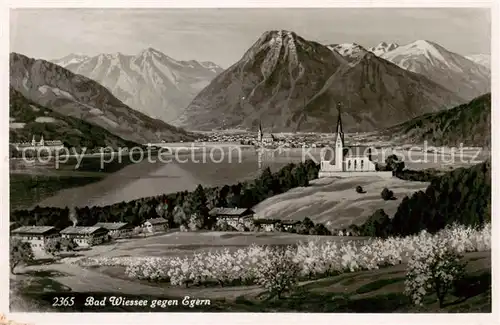AK / Ansichtskarte 73810987 Bad_Wiessee Panorama Blick gegen Egern Alpen Kuenstlerkarte Bad_Wiessee