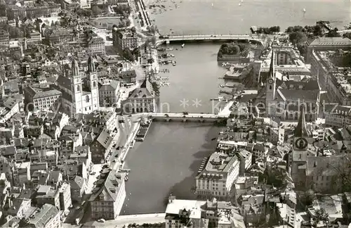 AK / Ansichtskarte Zuerich_ZH Ansicht mit Grossmuenster an der Limmat Zuerich_ZH