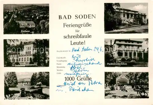 AK / Ansichtskarte  Bad_Soden__Taunus Kurhaus Badehaus Inhalatorium Paulinenschloesschen Kurpark 