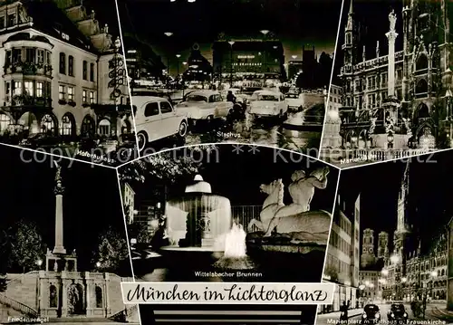 AK / Ansichtskarte  Muenchen Hofbraeuhaus Stachus Mariensaeule Friedensengel Wittelsbacher Brunnen Marienplatz mit Rathaus und Frauenkirche Muenchen
