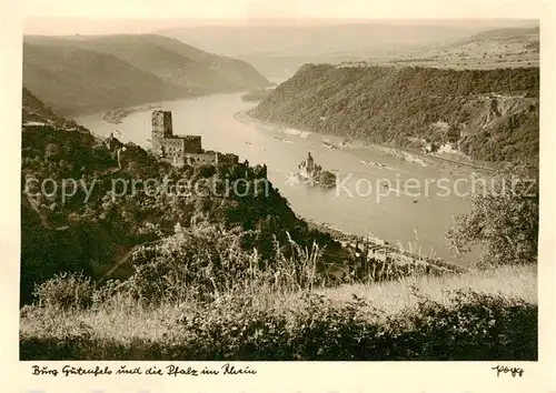 AK / Ansichtskarte  Kaub_Caub_Rhein Burg Gutenfels und die Pfalz 