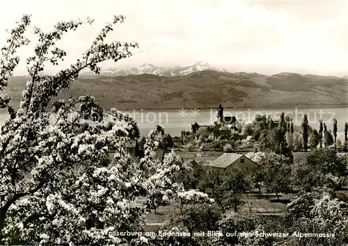 AK / Ansichtskarte  Wasserburg_Bodensee Panorama mit Schweizer Alpenmassiv Wasserburg Bodensee