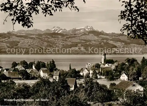 AK / Ansichtskarte 73811174 Wasserburg_Bodensee Panorama mit Saentis Wasserburg Bodensee