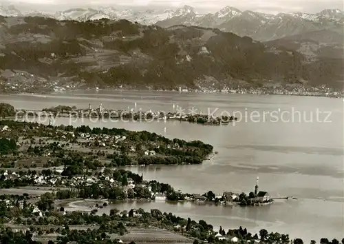 AK / Ansichtskarte 73811179 Lindau_Bodensee mit Bad Schachen und Wasserburg Fliegeraufnahme Lindau Bodensee