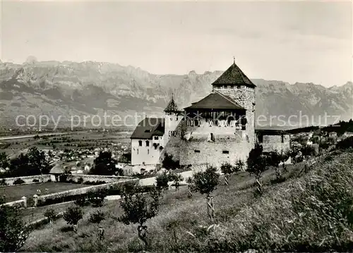 AK / Ansichtskarte  Liechtenstein_Fuerstentum Schloss Vaduz mit Kreuzbergen 