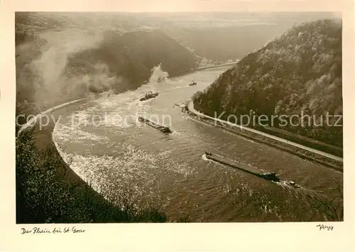 AK / Ansichtskarte 73811319 St_Goar_Rhein Panorama mit Rheinschiffen 