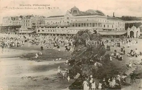 AK / Ansichtskarte Biarritz_Pyrenees_Atlantiques La Roche aux Enfants par Maree basse Biarritz_Pyrenees