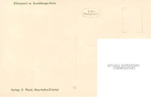 AK / Ansichtskarte  Zillergrund_Mayrhofen_Zillertal_AT mit Brandberger Kolm 