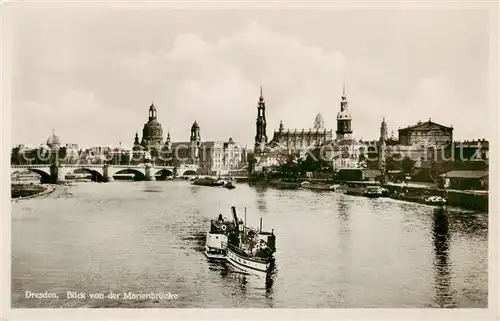 AK / Ansichtskarte  Dresden_Elbe Blick von der Marienbruecke 