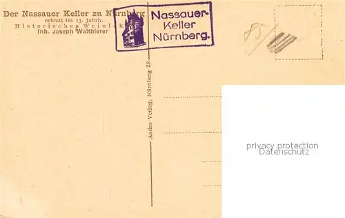 AK / Ansichtskarte 73811411 Nuernberg Nassauer Keller Gastraum Nuernberg