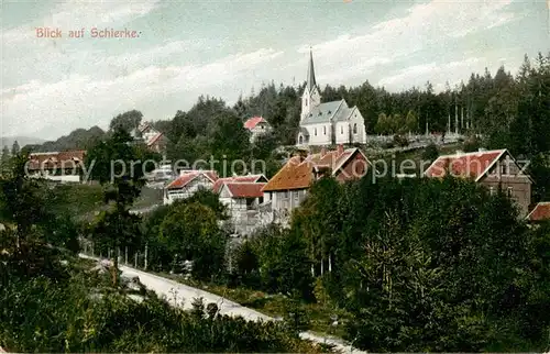 AK / Ansichtskarte  Schierke_Harz Ortsansicht mit Kirche Schierke Harz