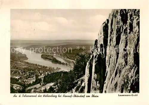 AK / Ansichtskarte  Rhoendorf Felsenwand der Wolkenburg Blick auf den Rhein Rhoendorf