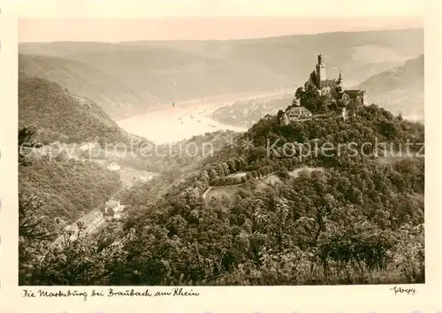 AK / Ansichtskarte  Braubach_Rhein Panorama Marksburg Rheintal Braubach Rhein