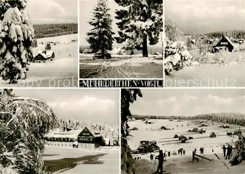 AK / Ansichtskarte  Muehlleiten_Vogtland Winterpanorama Hotel Skipiste Wintersport Muehlleiten_Vogtland