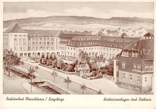 AK / Ansichtskarte  Oberschlema_Erzgebirge Radiumbad Kurhausanlagen und Rathaus Oberschlema_Erzgebirge