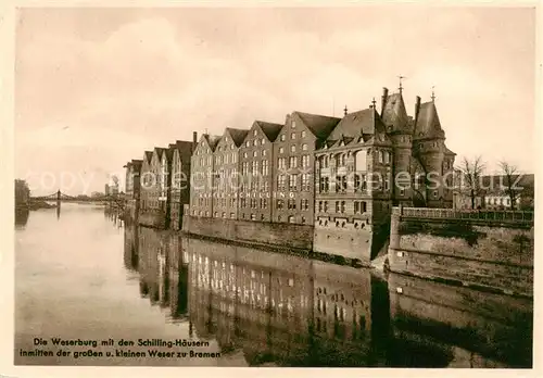 AK / Ansichtskarte  Bremen Weserburg mit den Schilling-Haeusern an der Weser Bremen