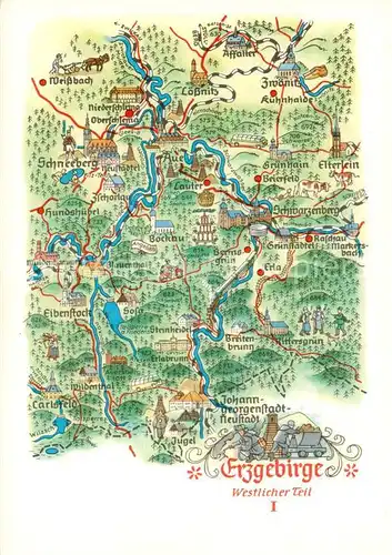 AK / Ansichtskarte 73811669 Johanngeorgenstadt bis Affalter Landkarte Staedte im Erzgebirge Johanngeorgenstadt