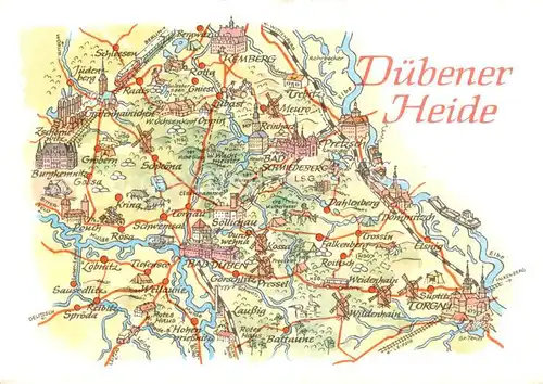 AK / Ansichtskarte 73811678 Duebener-Heide_Bad_Mulde Landkarte der Region 
