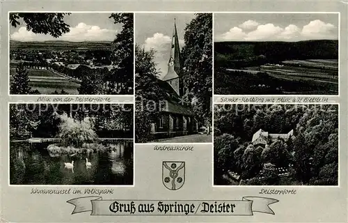AK / Ansichtskarte Springe_Deister Deisterpfortenblick Samke Siedlung Schwaneninsel im Volkspark Springe_Deister