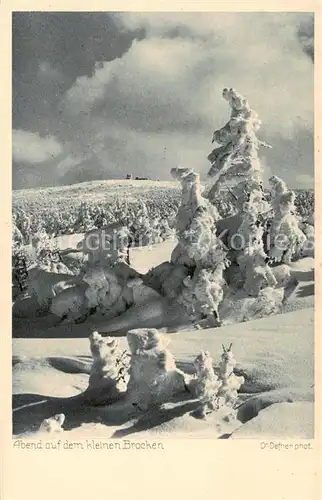 AK / Ansichtskarte Brocken_Harz Winterabent auf dem kleinen Brocken Brocken Harz