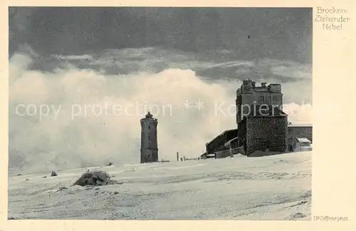 AK / Ansichtskarte Brocken_Harz Winterpartie Brockenhaus Aussichtsturm Brocken Harz