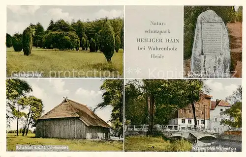 AK / Ansichtskarte Wahrenholz Im Heiligen Hain Gedenkstein Schafstall 17tes Jhdt Wassermuehle Wahrenholz Wahrenholz