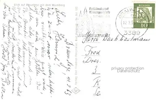 AK / Ansichtskarte Braunlage Panorama mit dem Wurmberg Braunlage